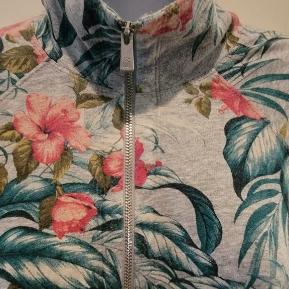Tommy Bahama Womens Gray Hibiscus 1/4 Zip Long Sleeve Top Size S - Picture 4 of 9